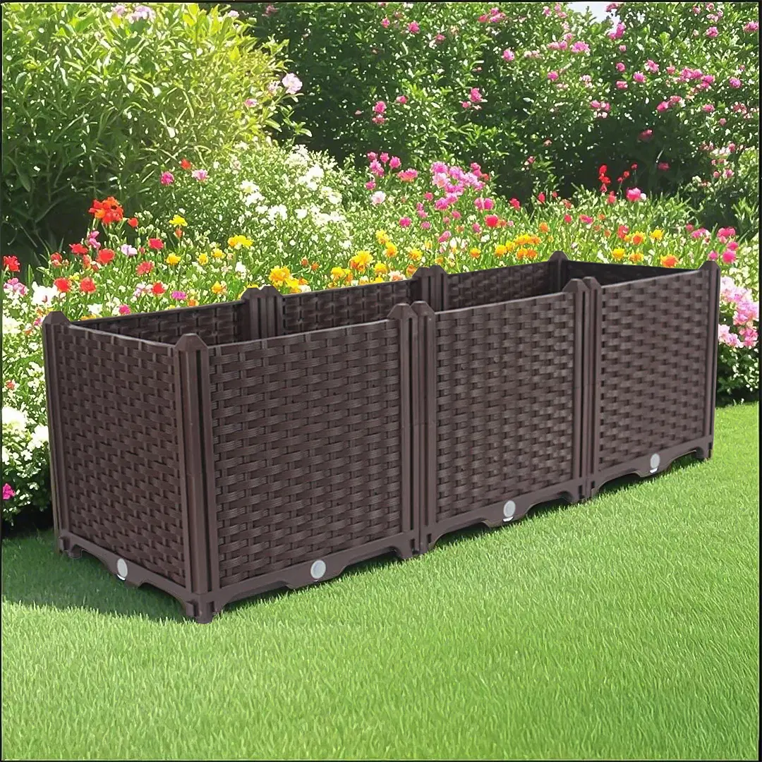 SOGA 2X 120cm Raised Planter Box Vegetable Herb Flower Outdoor Plastic Plants Garden Bed Deepen