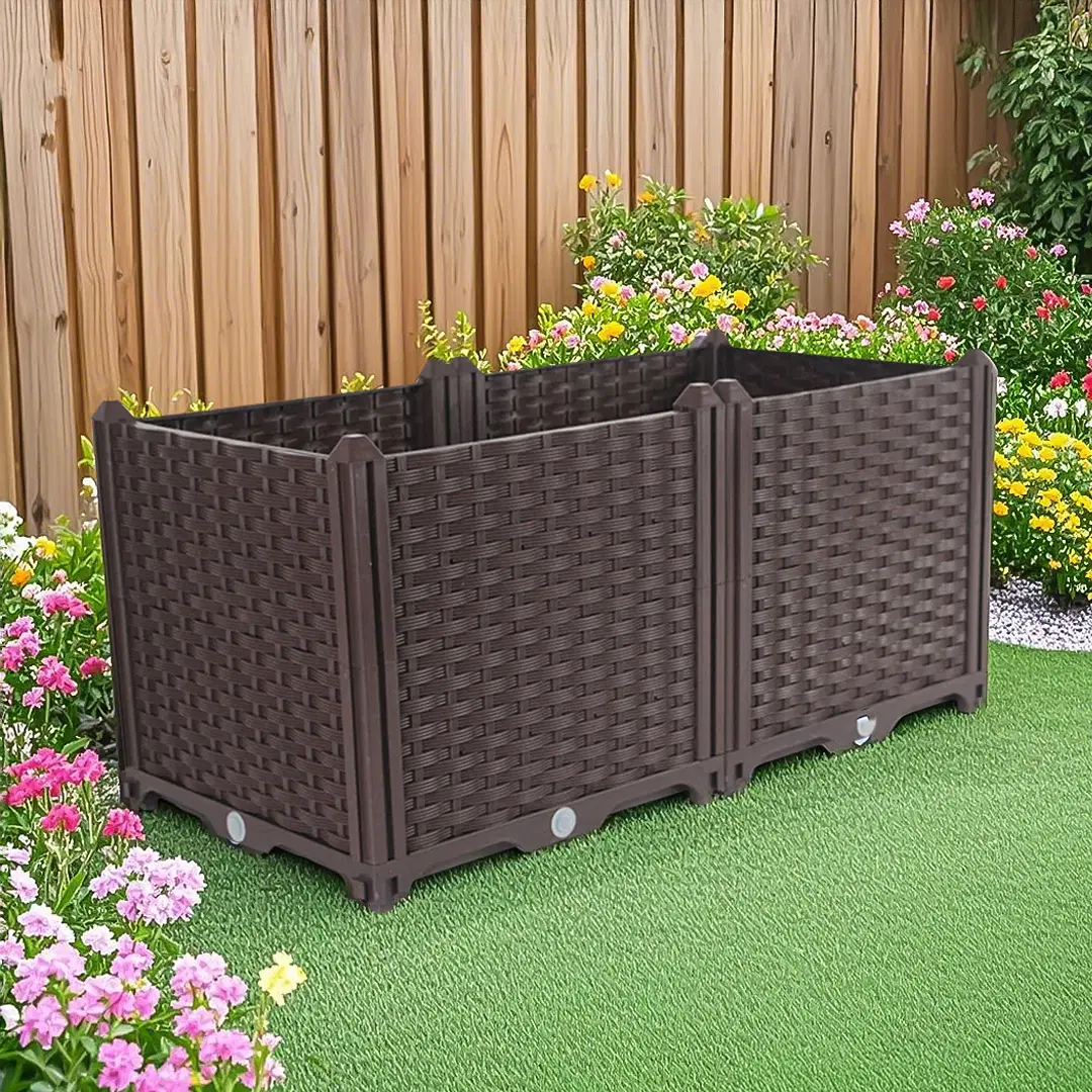 SOGA 2X 80cm Raised Planter Box Vegetable Herb Flower Outdoor Plastic Plants Garden Bed Deepen