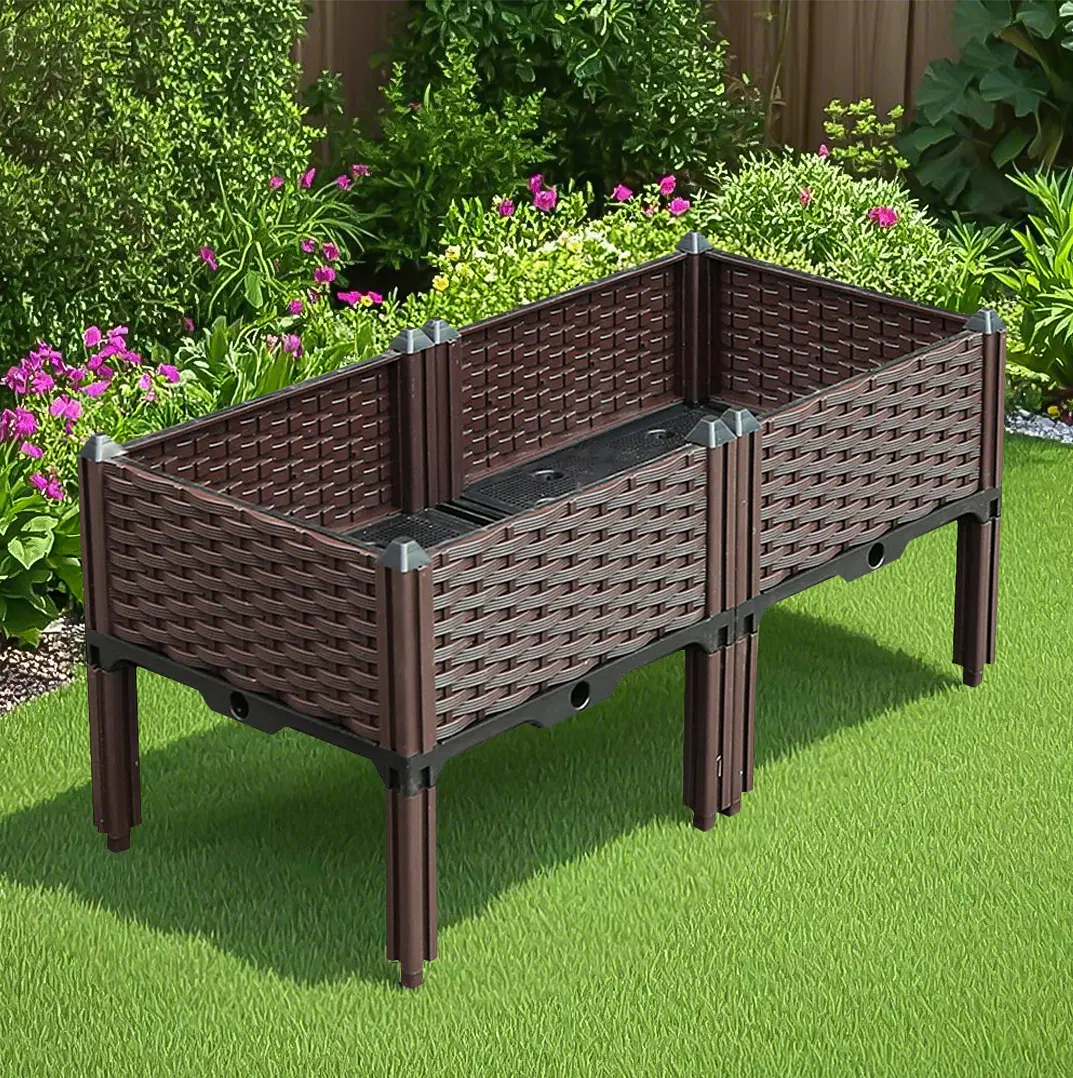 SOGA 2X 80cm Raised Planter Box Vegetable Herb Flower Outdoor Plastic Plants Garden Bed with Legs