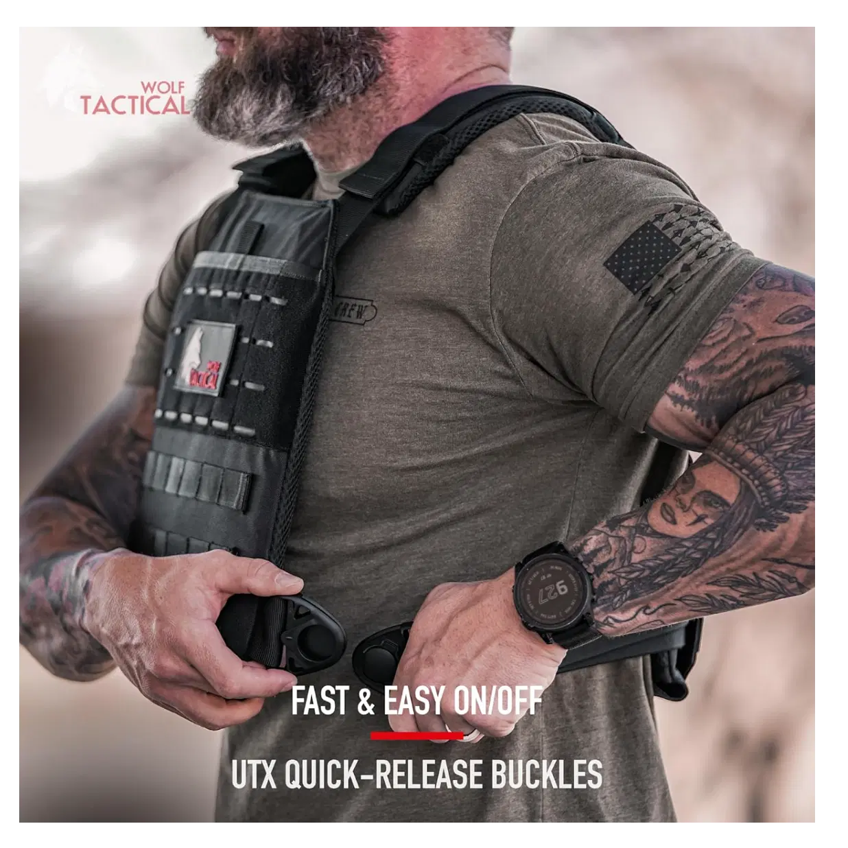 WOLF TACTICAL Simple Weighted Vest Men Womens Weighted Vest for Walking Running Training Rucking Adjustable Weight Vest