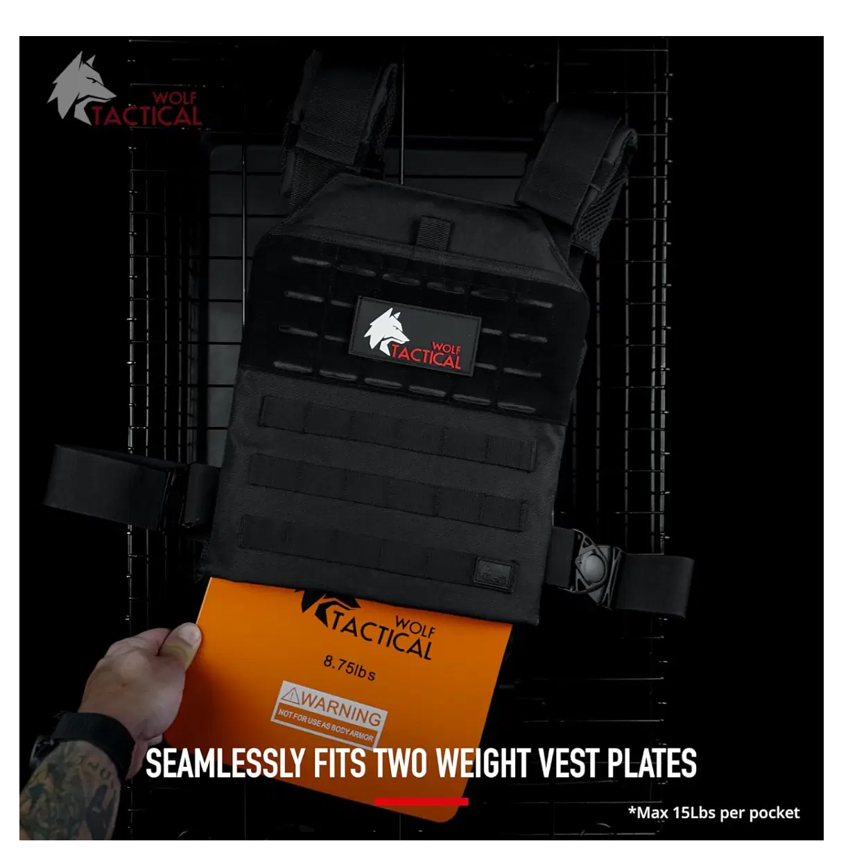 WOLF TACTICAL Simple Weighted Vest Men Womens Weighted Vest for Walking Running Training Rucking Adjustable Weight Vest