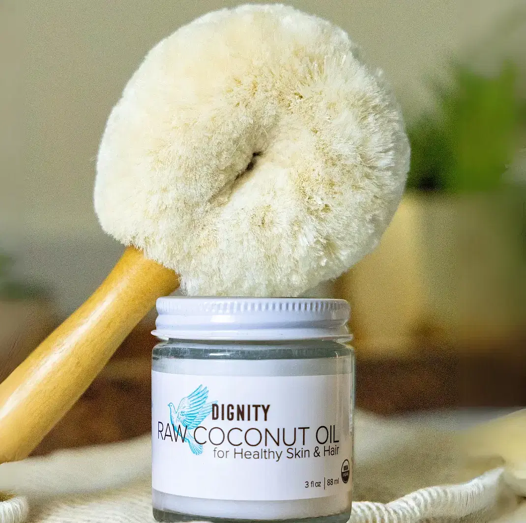Detox Dry Brush Kit: Dry Body Brush and Organic Raw Coconut Oil - 3 oz