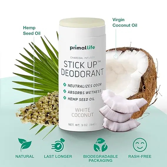 Stick Up Natural Deodorant for Women and Men with Bentonite Clay Powder, Arrowroot, Magnesium, Zinc, 3 oz. Vegan Deodorant