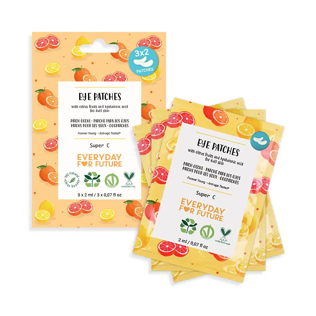 Super C Under Eye Patches with Citrus + Hyaluronic Acid – Brightening, Wrinkle-Reducing, Fragrance-Free (3 Pairs)