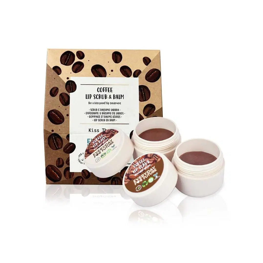 Coffee Lip Scrub & Balm Kit, Exfoliating & Moisturizing, Vegan, 100% Natural, Overnight Lip Mask, 2 x 0.34 oz