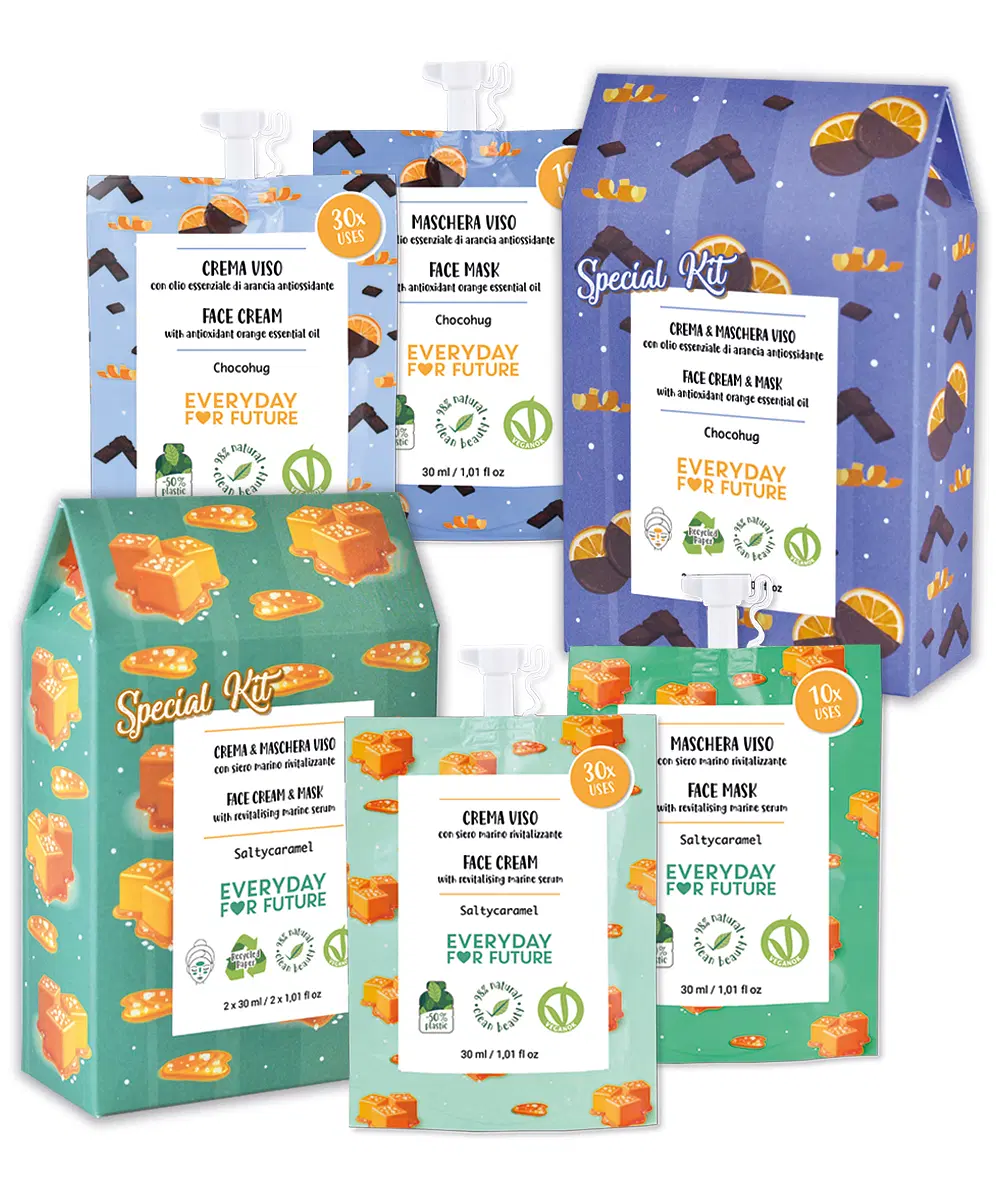 Face Mask & Cream Kit, Choco-Orange & Sea Minerals, Hydrating & Nourishing, Vegan, Natural Skincare Set