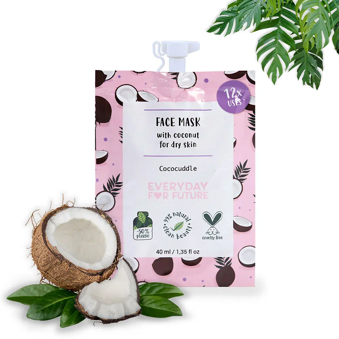 Moisturizing Coconut Face Mask for Dry Skin, Hydrating & Soothing, Vegan, 99% Natural, 12 Uses