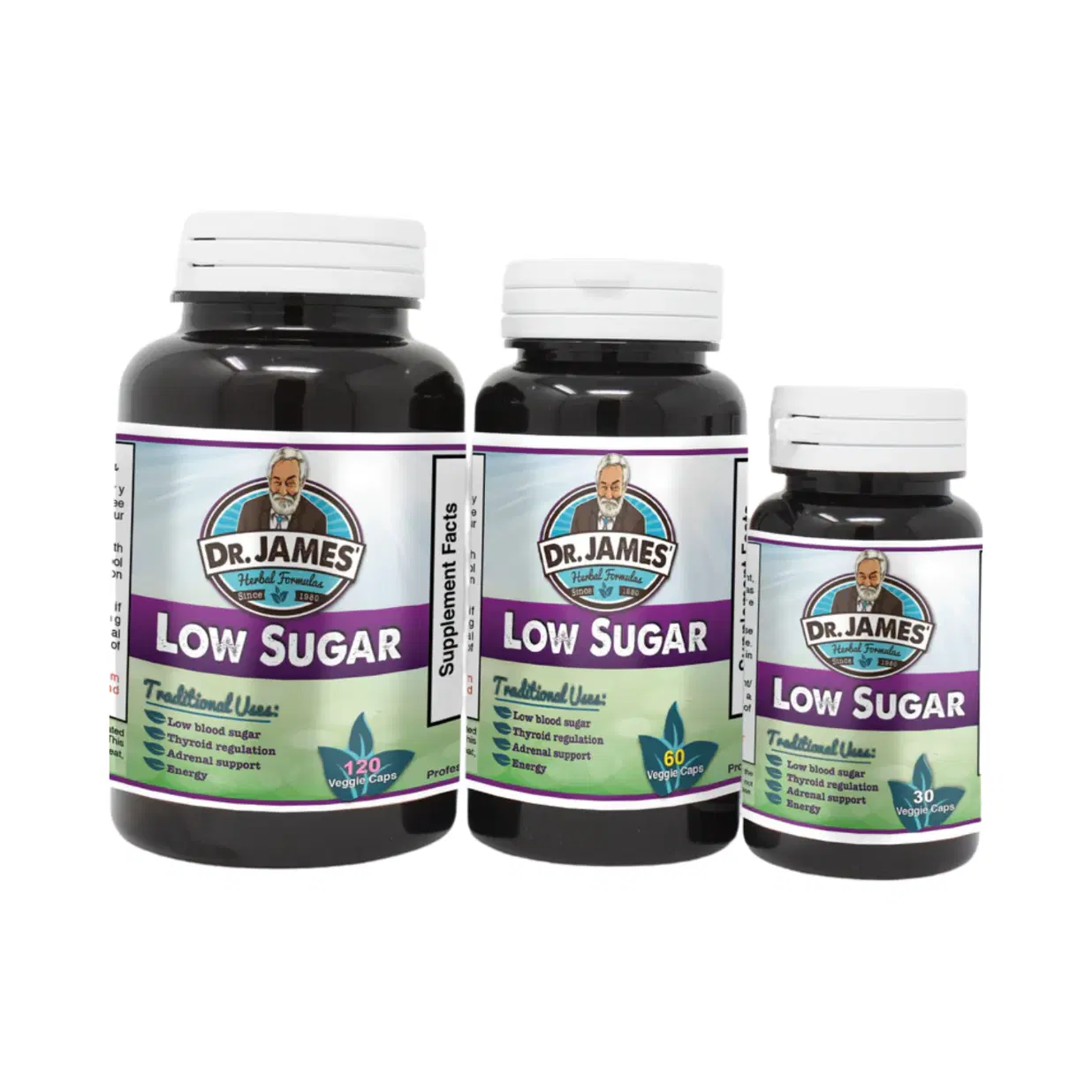 LOW SUGAR – Natural Blood Sugar Support for Hypoglycemia – Licorice Root, Kelp & Ginseng – 815 mg Capsules