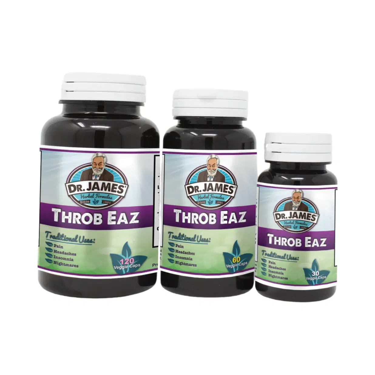THROB EAZ – Herbal Pain Relief for Headaches, Aches & Nerve Discomfort – 550 mg Capsules