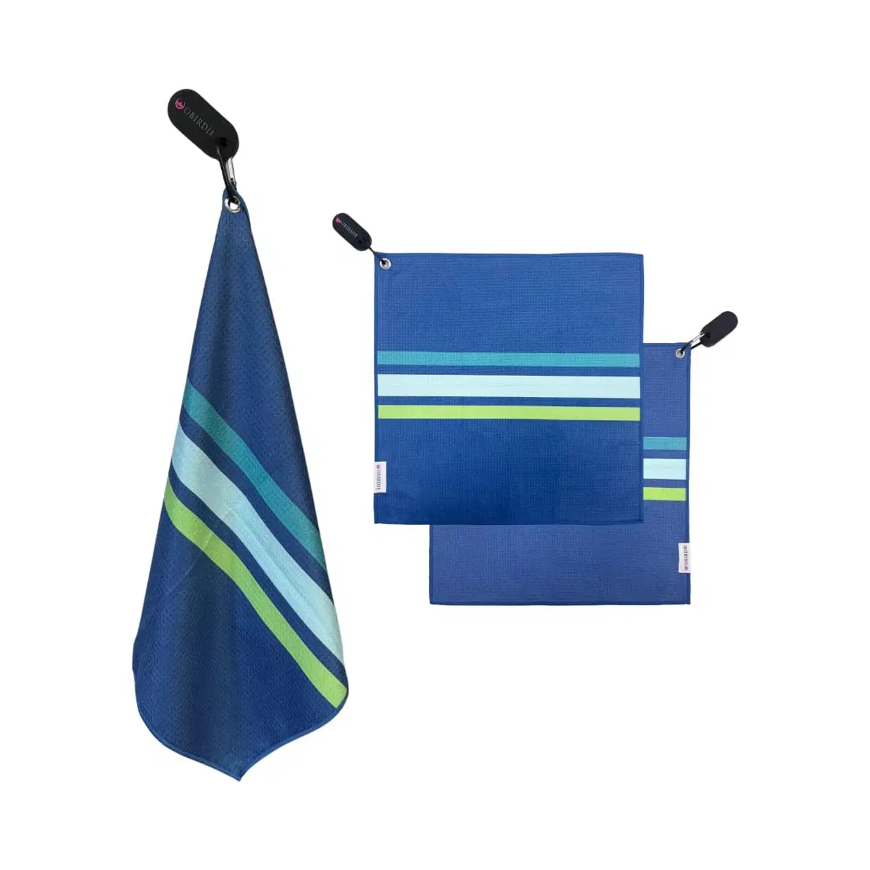 Magnetic Golf Towel | 18 x 18 in. Golf Towels for Golf Bags | Waffle Microfiber Golf Towels with Detachable Clip | Womens Golf Towel Fun Designs | Must Have Golf Accessories for Women |Blue Stripe