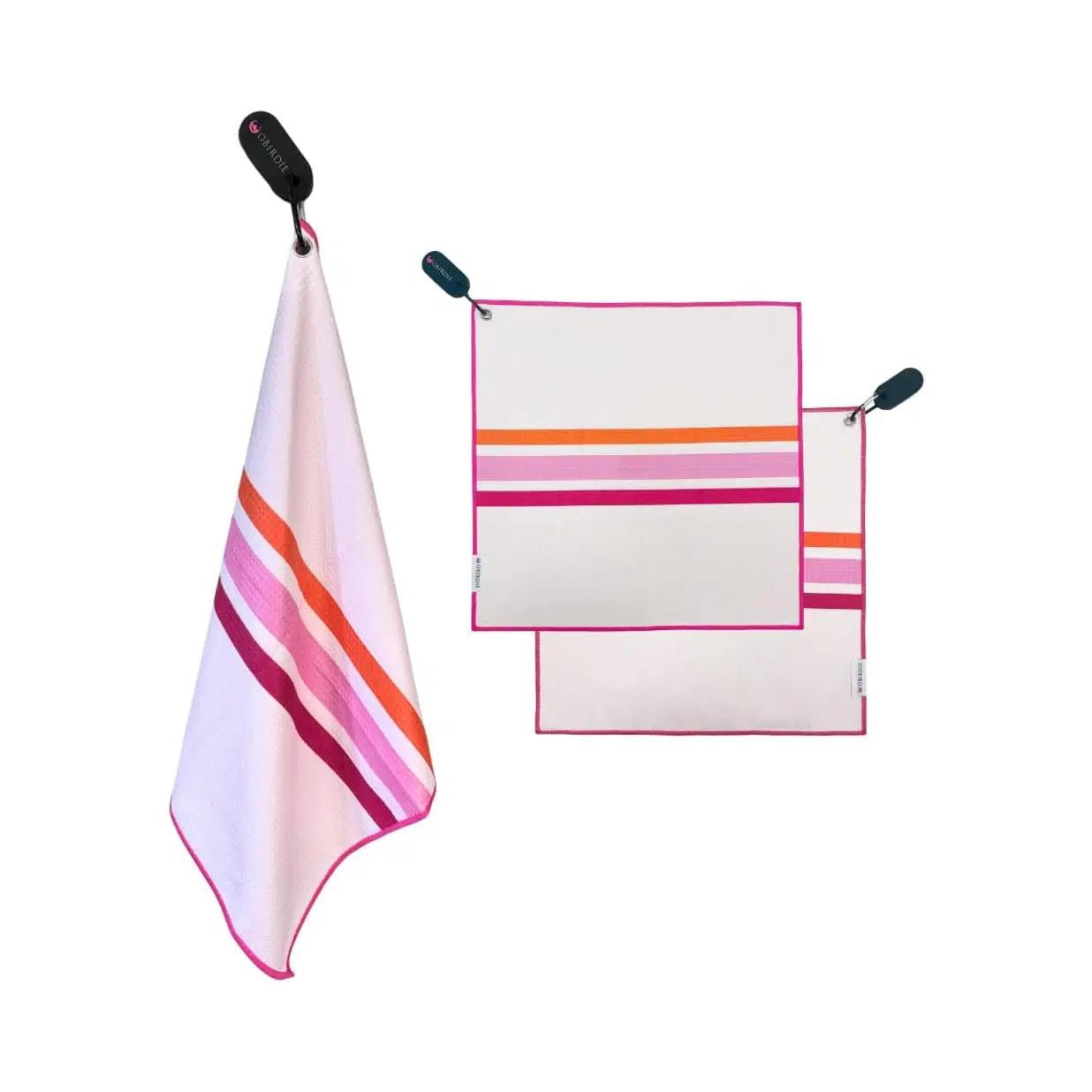Magnetic Golf Towel | 18 x 18 in. Golf Towels for Golf Bags | Waffle Microfiber Golf Towels with Detachable Clip | Womens Golf Towel Fun Designs | Must Have Golf Accessories for Women | Pink Stripe
