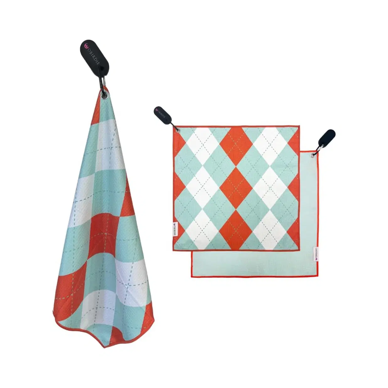 Magnetic Golf Towel | 18 x 18 in. Golf Towels for Golf Bags | Waffle Microfiber Golf Towels with Detachable Clip | Womens Golf Towel Fun Designs | Must Have Golf Accessories for Women | Blue Argyle