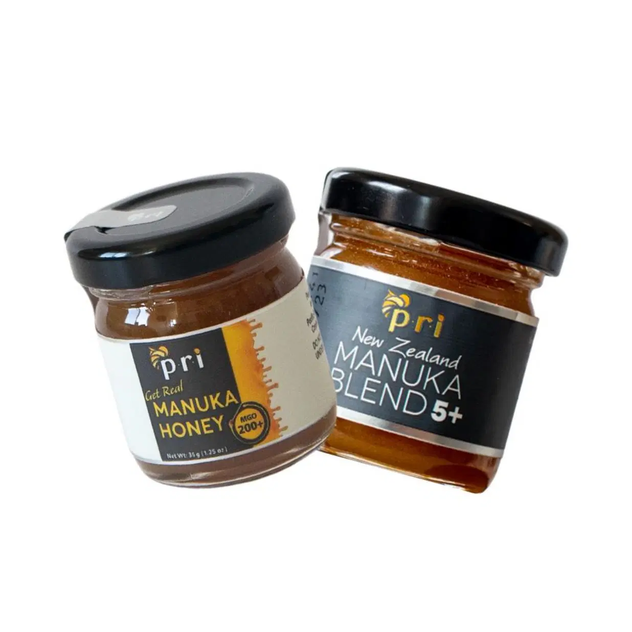 2 PRI Mini Sampler Manuka Honey Jars - Certified MGO 200+, Raw New Zealand Manuka Honey - 1.25oz