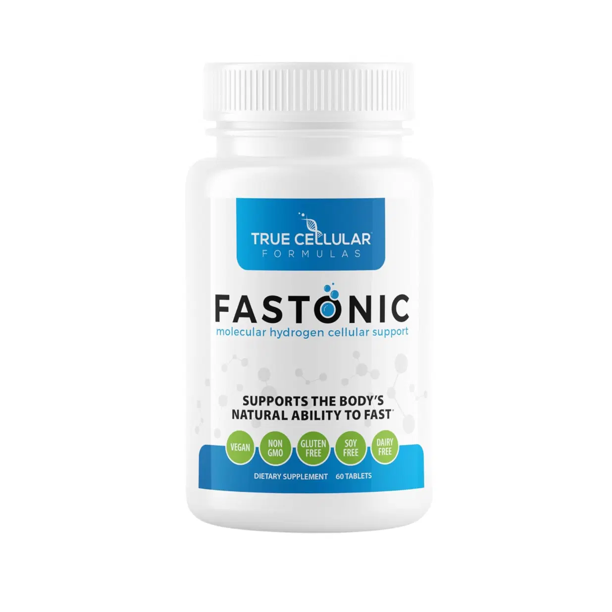 Fastonic Molecular Hydrogen Supplement-Elite Level of H2-60 Servings (60 Tablets) Non GMO,Gluten Free,Soy Free. Effortless Fasting,Improved Cognitive Function,Skin Health