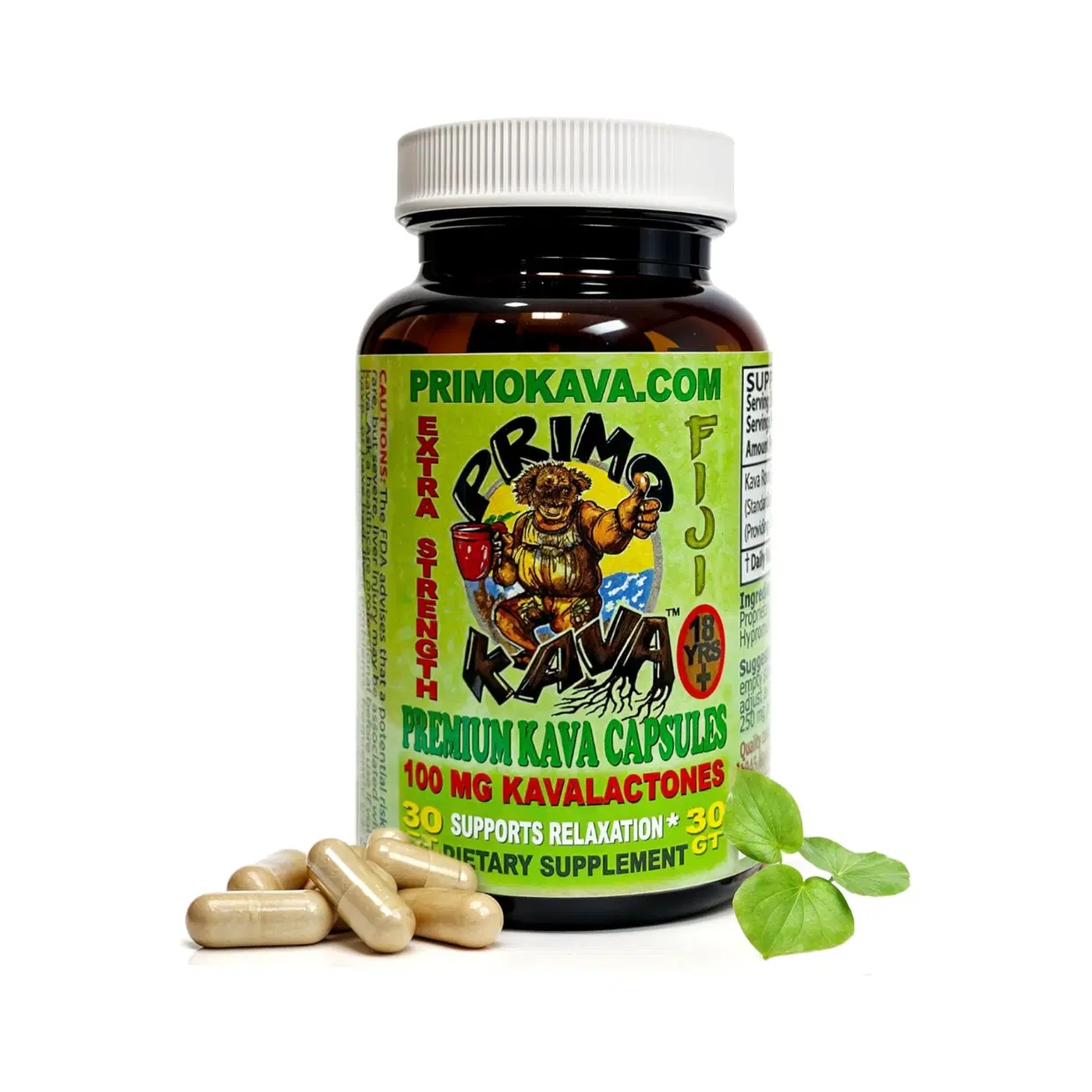 Kava Capsules | Authentic Kava Kava from Fiji | Fast Acting Kava Extract | 100mg of Kavalactones | Adaptogenic Experience | 30 Count