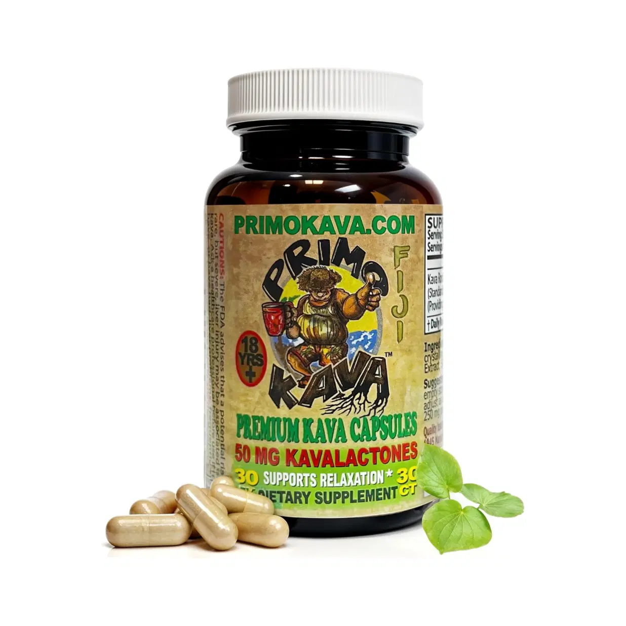 Kava Capsules | Authentic Kava Kava from Fiji | Fast Acting Kava Extract | 50mg of Kavalactones | Adaptogenic Experience | 30 Count