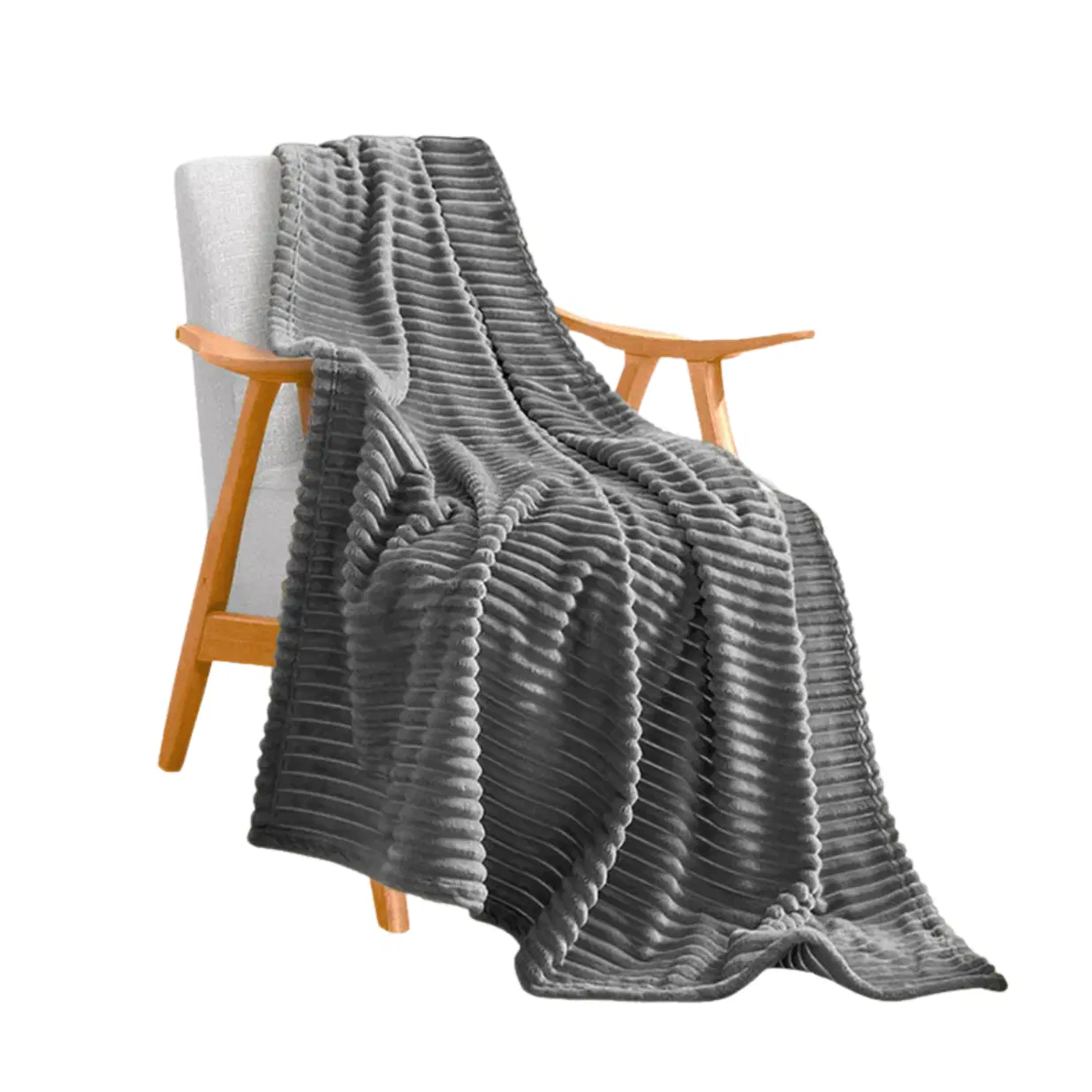 SOGA 2X GreyThrow Blanket Warm Cozy Striped Pattern Thin Flannel Coverlet Fleece Bed Sofa Comforter