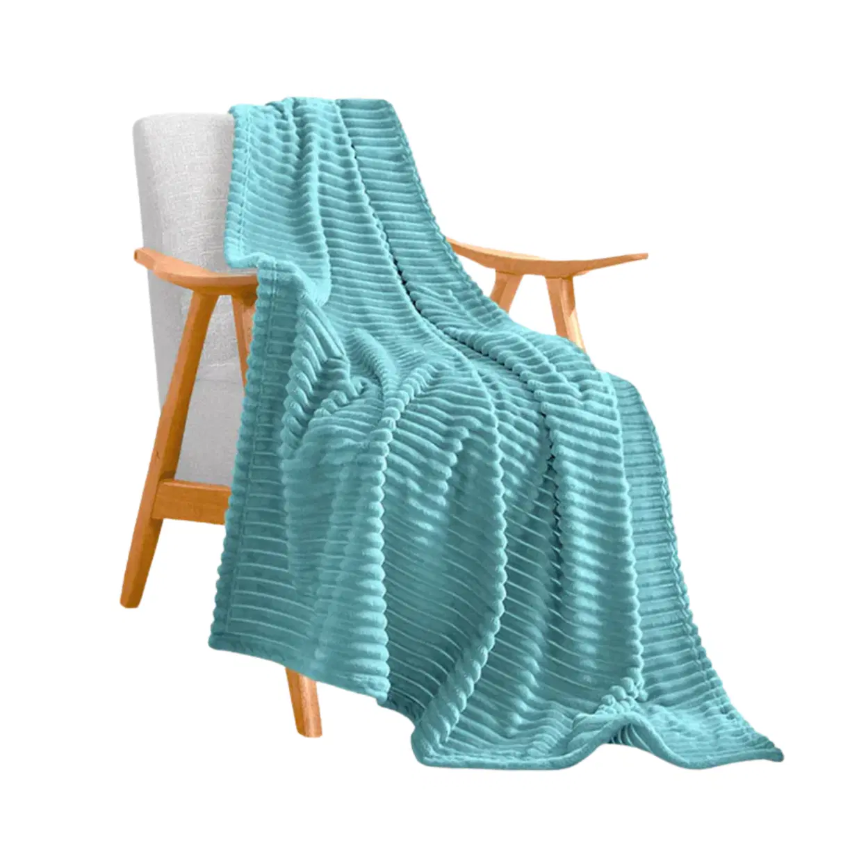 SOGA 2X Sky Blue Throw Blanket Warm Cozy Striped Pattern Thin Flannel Coverlet Fleece Bed Sofa Comforter