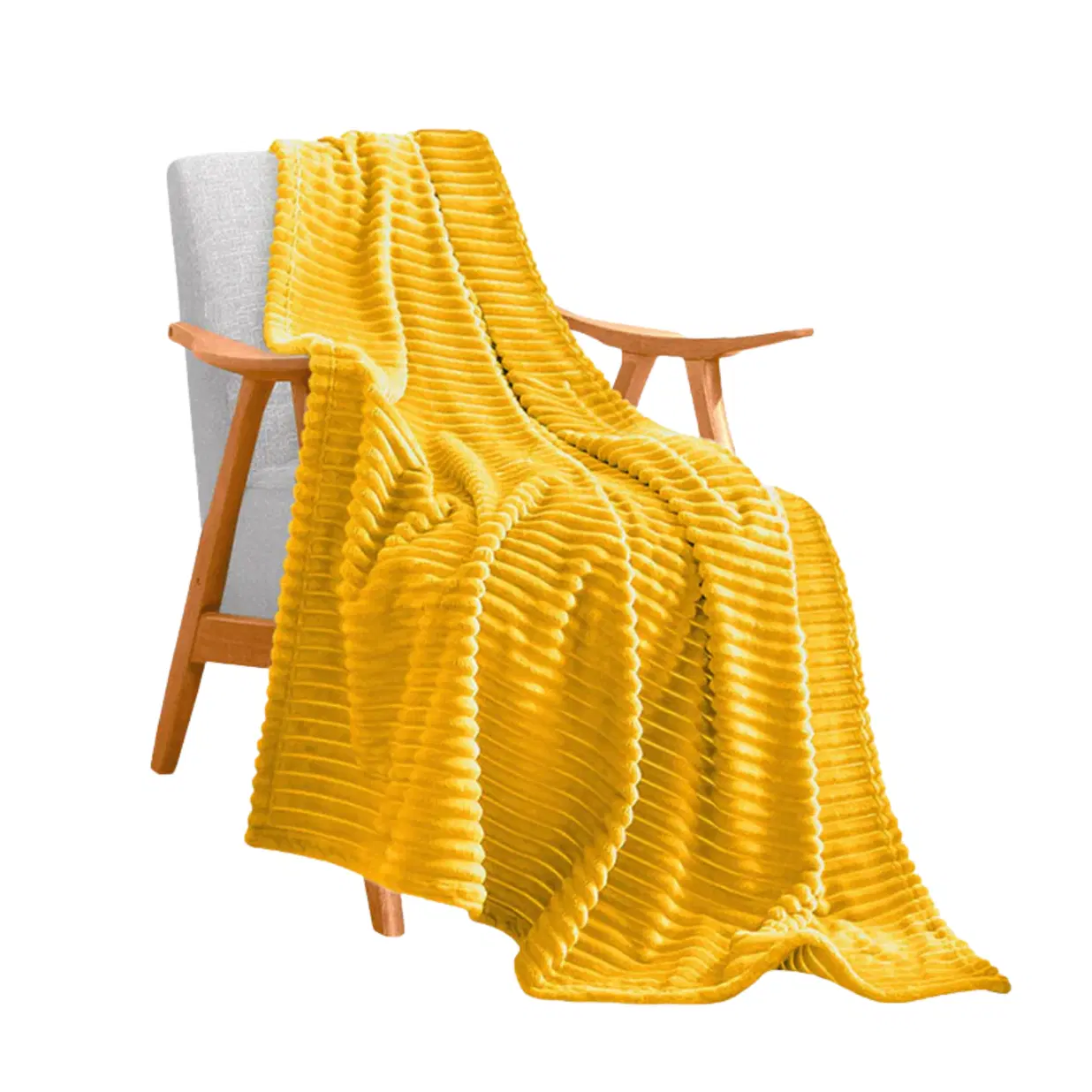 SOGA 2X Yellow Throw Blanket Warm Cozy Striped Pattern Thin Flannel Coverlet Fleece Bed Sofa Comforter