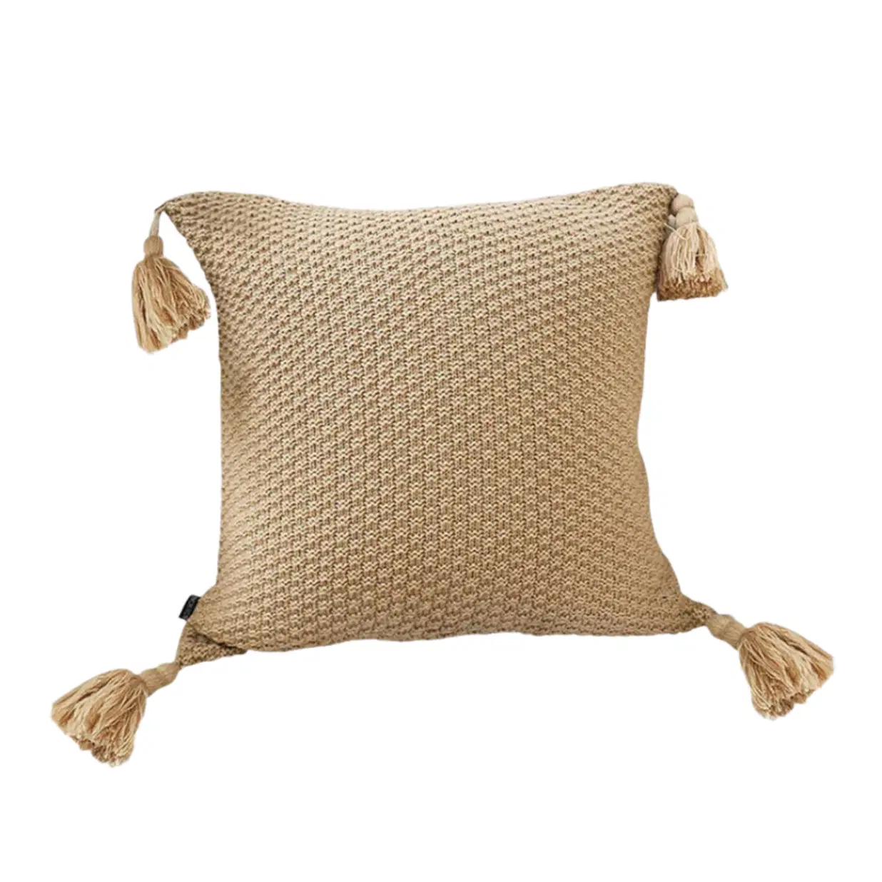SOGA 50CM Light Brown Pillow with Tassel Accents, Rizzy Transitional Cover Throw Pillow