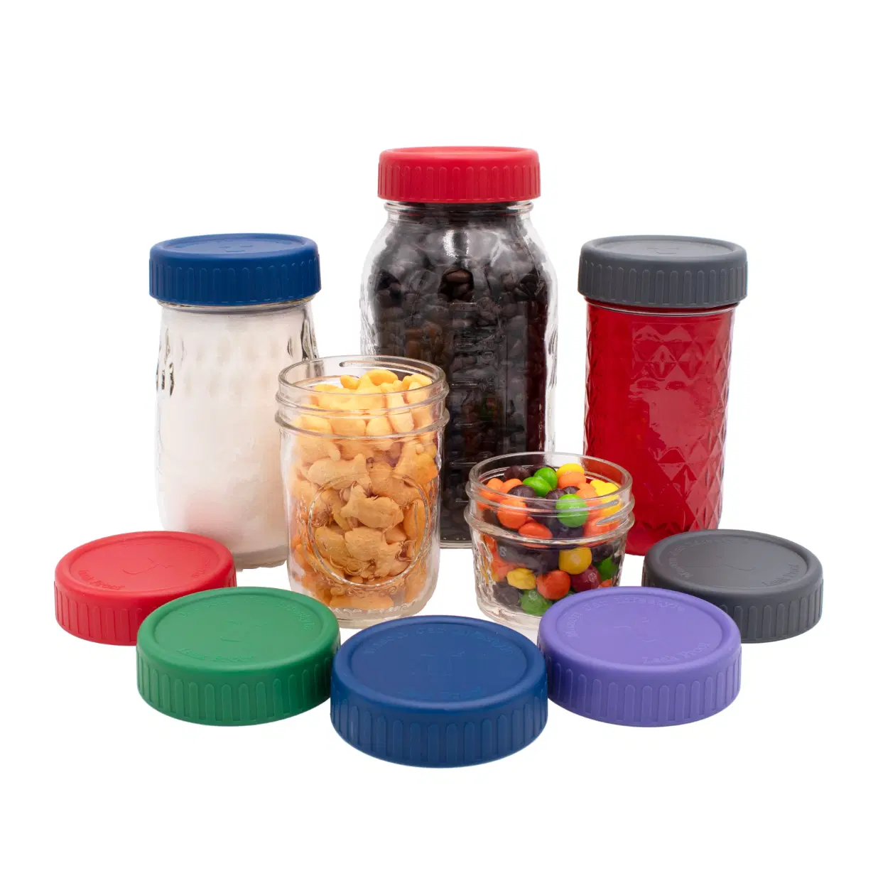 Leak Proof Plastic Storage Lids with Silicone Liners for Mason Jars