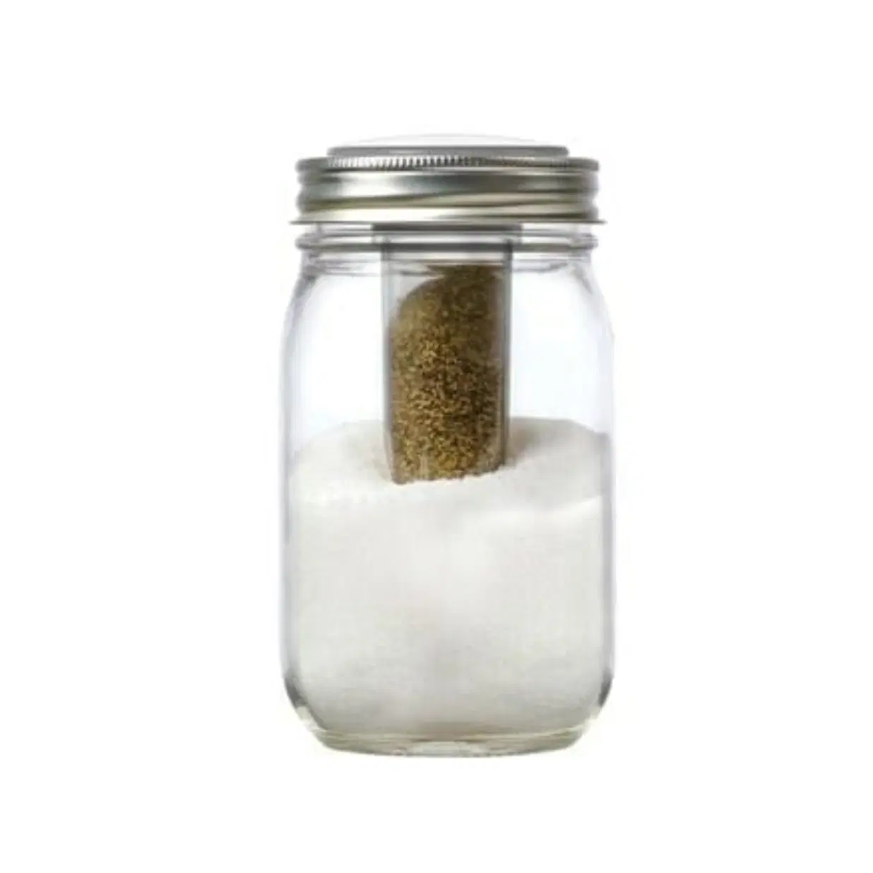 Jarware 2-in-1 Salt and Pepper Shaker Lid Insert with Stainless Steel Band for Regular Mouth Mason Jars
