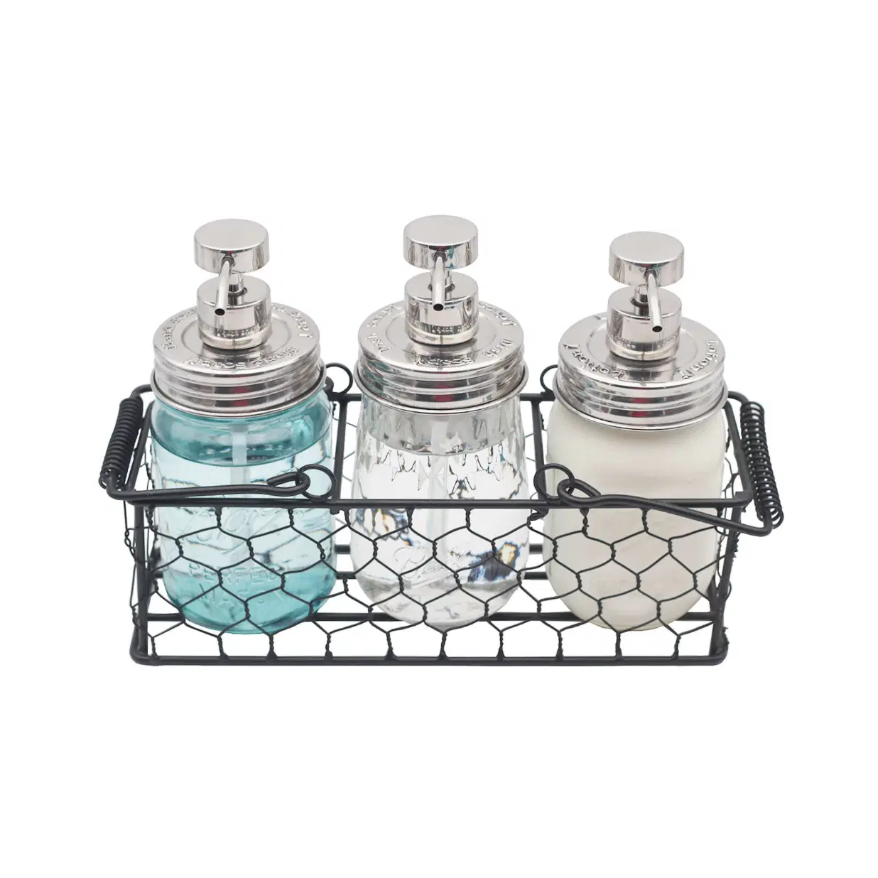 Chicken Wire Caddy for 3 Pint Mason Jars