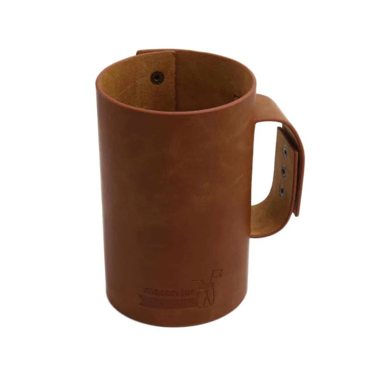 Faux Leather Sleeve with Handle / Travel Mug for Pint & Half Mason Jars
