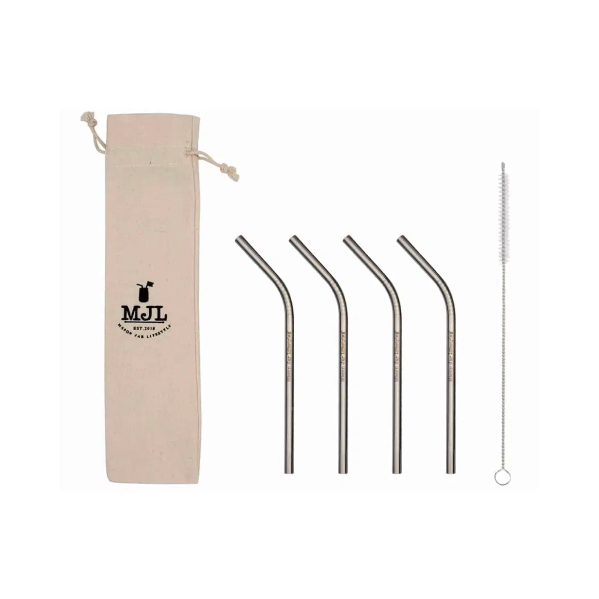 Short Thin Bent Stainless Steel Straw for Half Pint Mason Jars