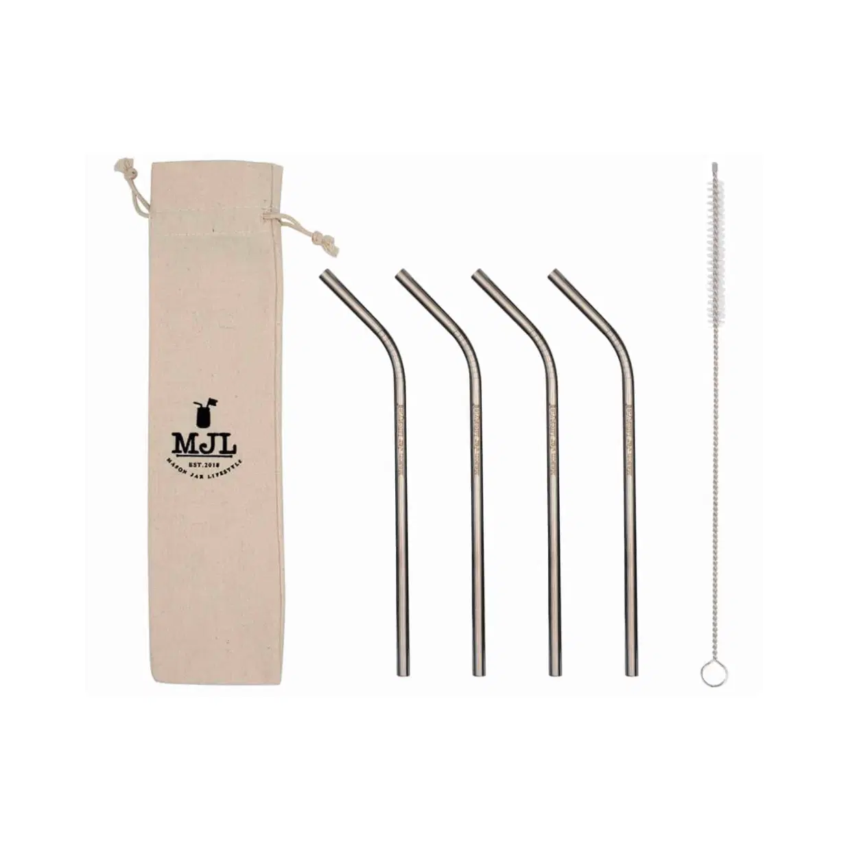 Medium Thin Bent Stainless Steel Straw for Pint Mason Jars