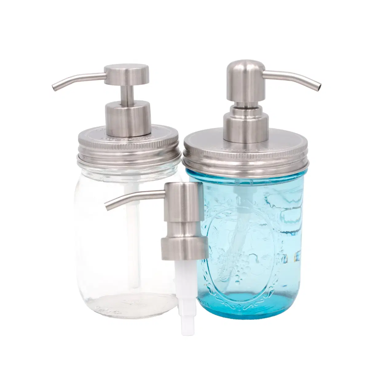 Satin / Brushed Finish Soap Pump Dispensers for Mason Jars