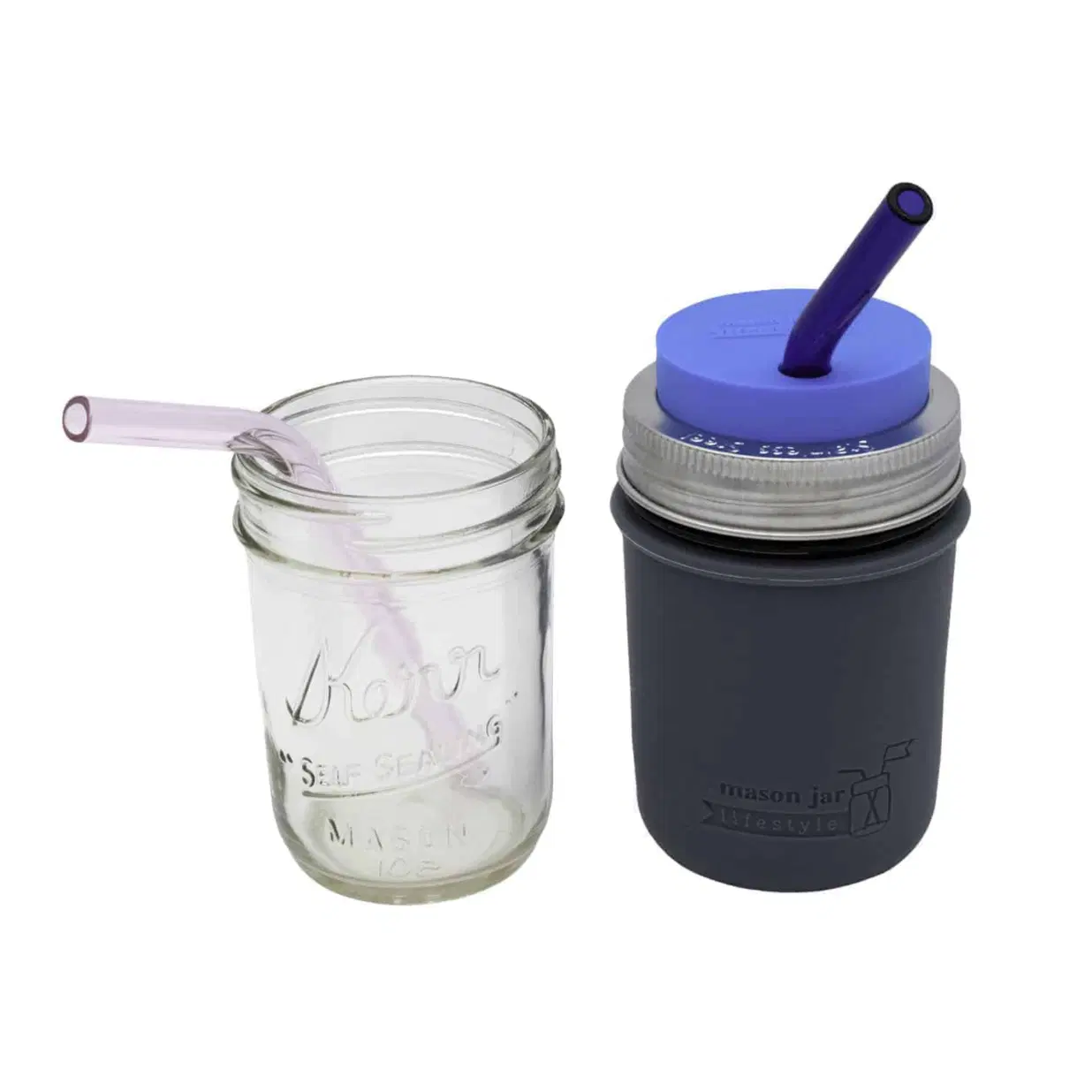Short Bent Glass Straws for Half Pint Mason Jars