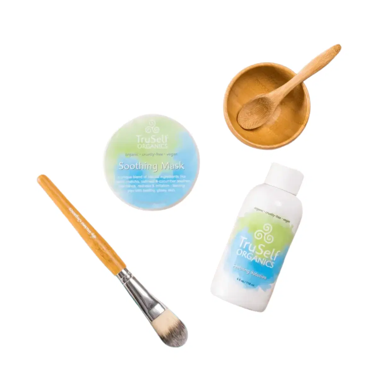 Soothing Mask Kit - Face Mask, Solution, Mixing Bowl, Measuring Spoon, Bamboo Brush