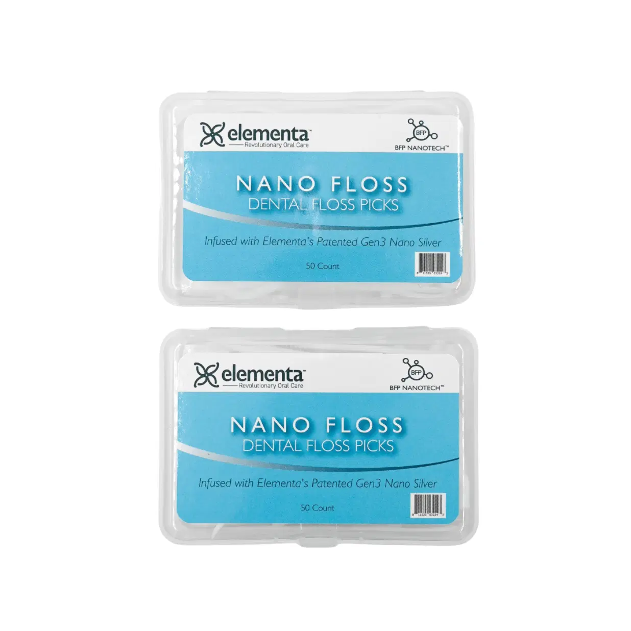 Elementa Silver Nano Dental Floss Picks – 50 Count | Patented Nano Silver Tech, Shred-Resistant Monofilament, Ergonomic & Eco-Friendly