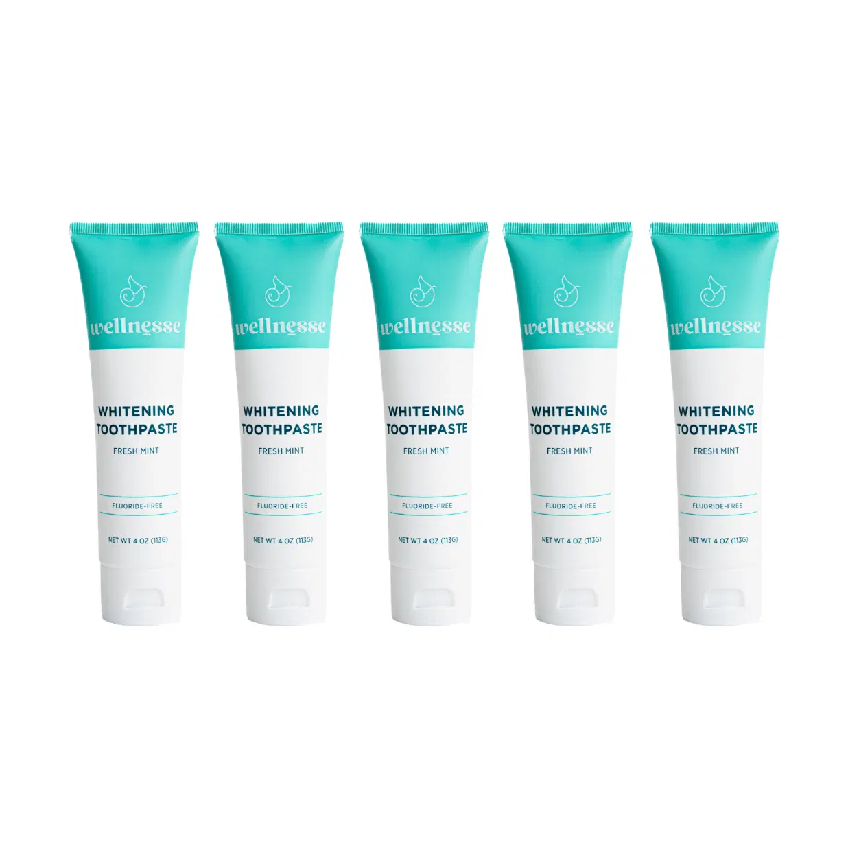 Wellnesse Whitening Hydroxyapatite Toothpaste with Xylitol, Natural Fluoride-Free Teeth, for Adults, Strengthens Enamel, Supports Gum Health, Fresh Mint Flavor, 4 oz - 5 Tubes