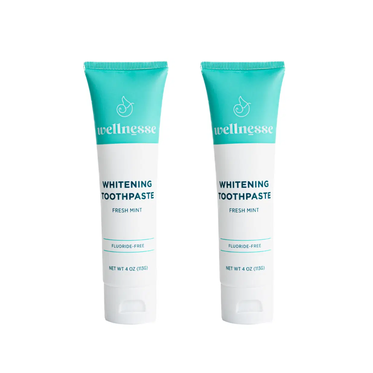 Wellnesse Whitening Toothpaste - Teeth Whitening Fluoride Free Natural Toothpaste - Fresh Mint - 2 Tubes, 4 oz - Made with Hydroxyapatite Powder, Green Tea Powder, and Aloe Vera 4 Ounce (Pack of 2) Whitening