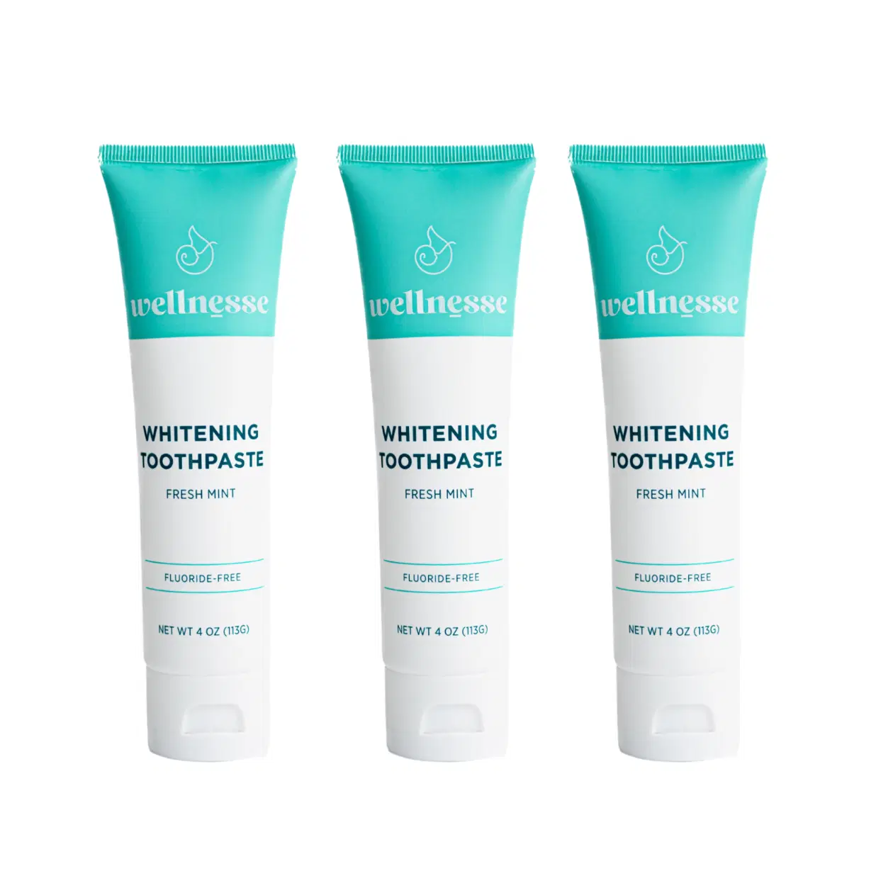 Wellnesse Whitening Toothpaste - Teeth Whitening Fluoride Free Natural Toothpaste - Fresh Mint - 3 Tubes, 4 oz - Made with Hydroxyapatite Powder, Green Tea Powder, and Aloe Vera 4 Ounce (Pack of 3) Whitening