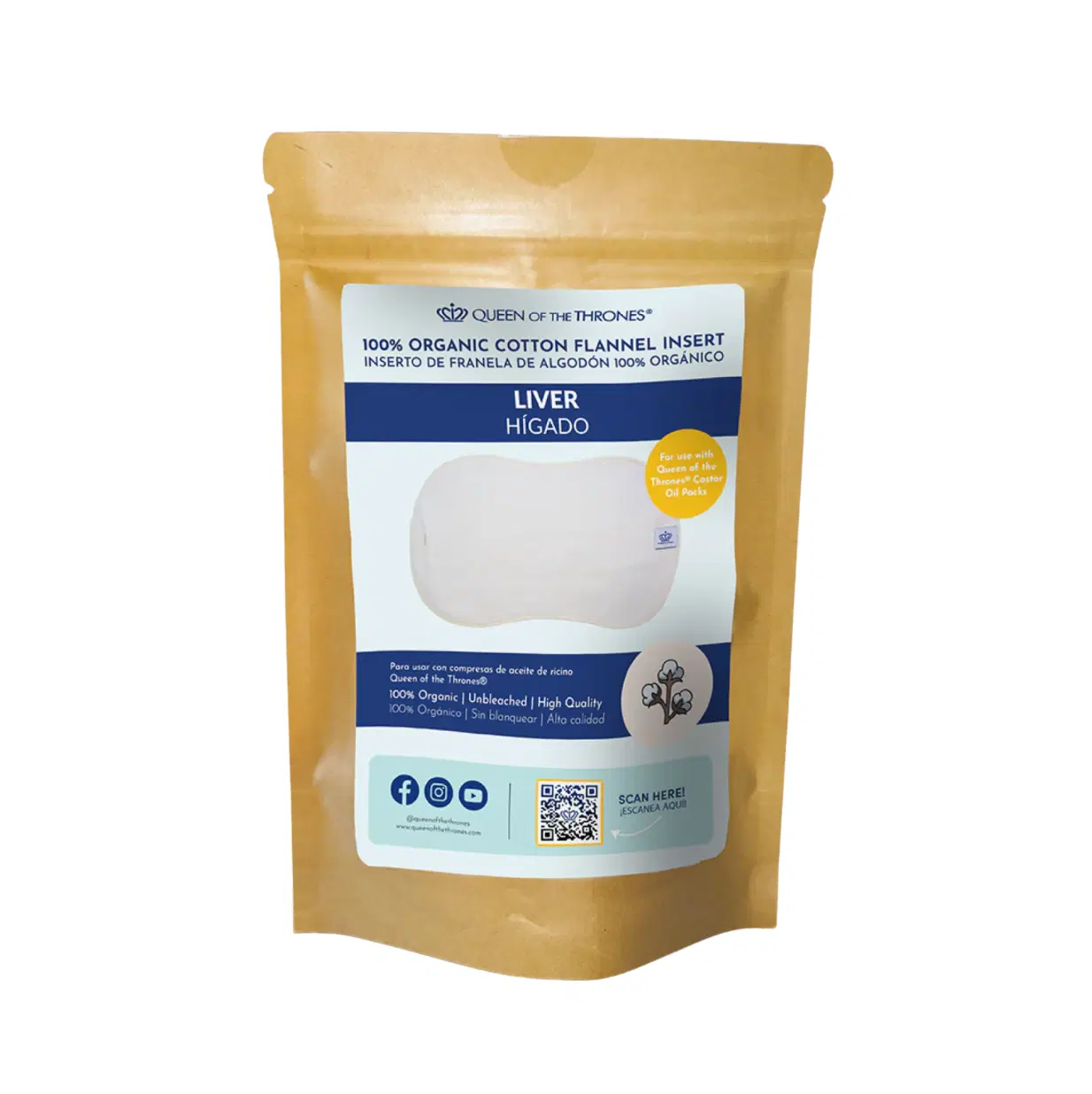 Organic Cotton Castor Oil Pack Insert for Liver – Reusable, 100% Organic Cotton