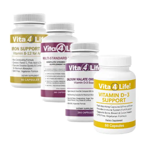 Core Health Bundle | 4-in-1 Bariatric-Friendly Supplement Pack with Multivitamin, Calcium, Vitamin D3 & Iron + B12