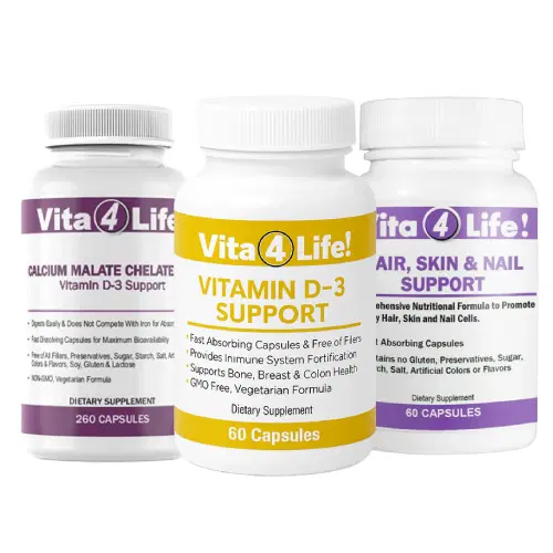 Everyday Wellness Bundle | Vitamin D3, Biotin Hair Skin & Nails, and Calcium Malate Chelate (3-in-1 Pack)