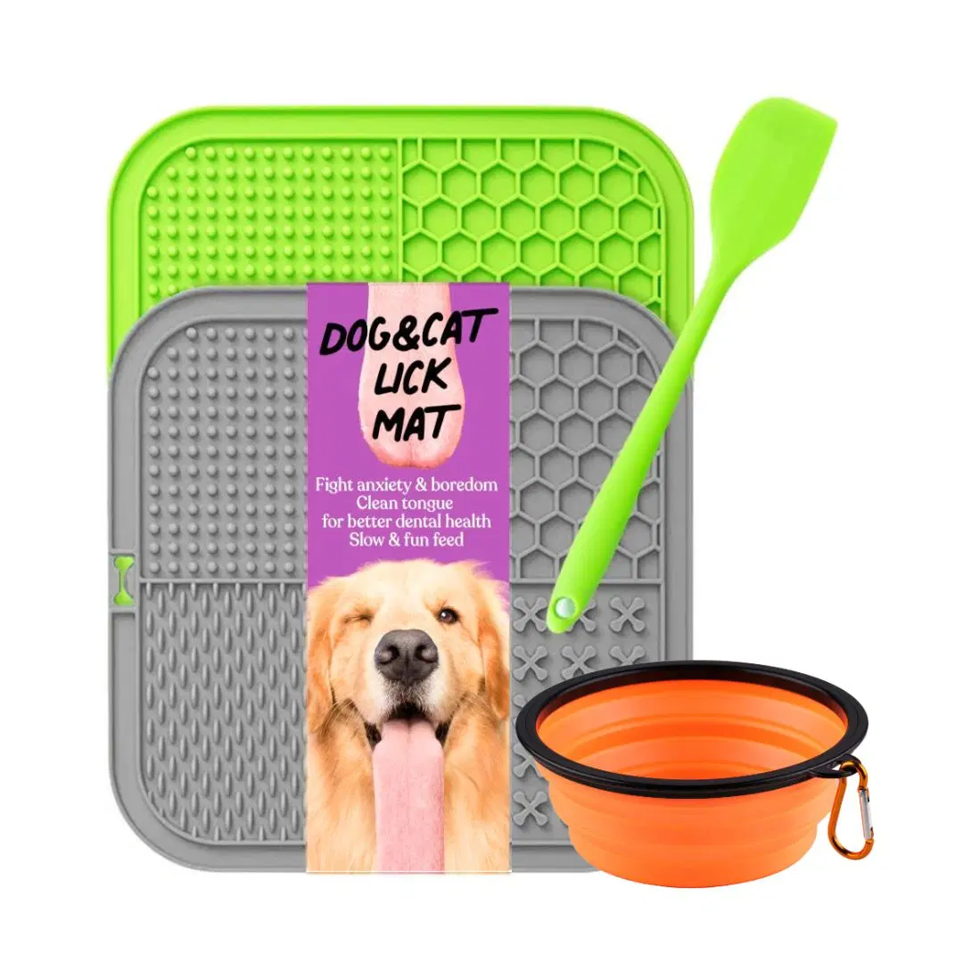 INSPECTOR TAIL 2 Upgraded Lick Mat for Dogs & Cats + Collapsible Bowl |Licking Pad w Non-Slip Design for Anxiety Relief To Keep Pets Busy & for Boredom Reducer| Interactive Toys for Peanut Butter & Frozen Treats