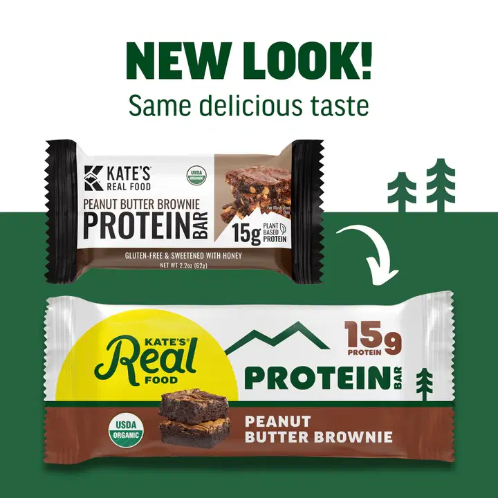 Organic Protein Bars – (Peanut Butter Brownie, 2.2 oz, Pack of 12) – Plant Based Protein Bars - Gluten Free, Soy Free, Non GMO, Whole Grains, and All Natural
