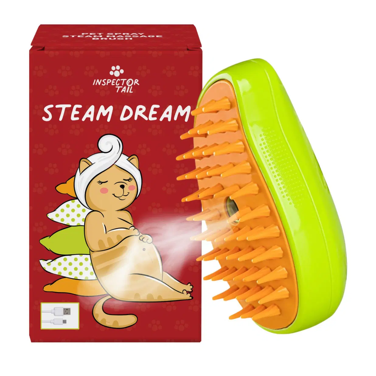 Steam Brush- Easy Grooming for Dogs & Cats | Removes Loose Hair | Untangles Knots | Reduces Static and Restores Shine for Long & Short Coats yellow