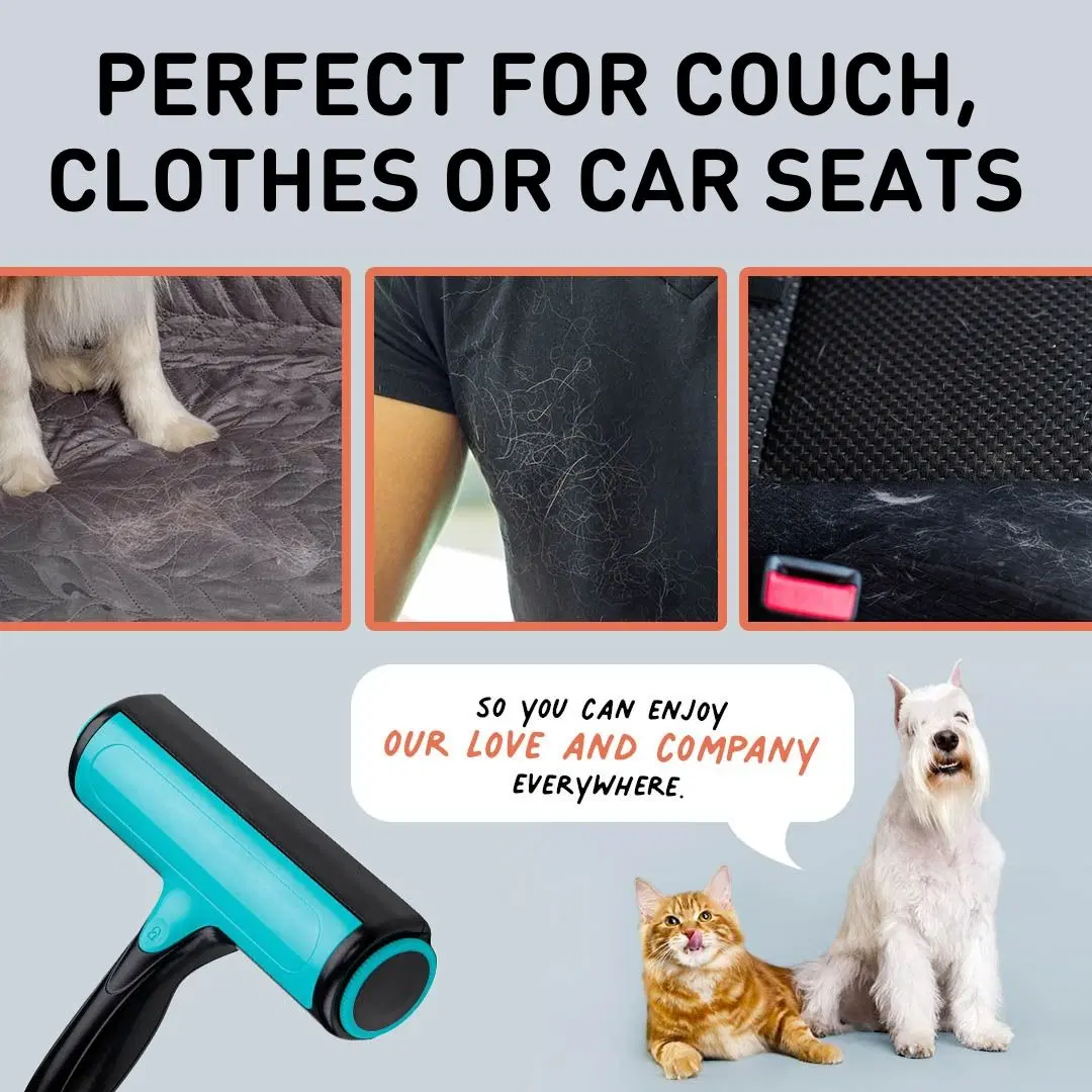 Pet Hair Remover Roller + 2 FREE Drain Hair Catchers | Reusable Fur & Lint Cleaner for Couch, Bedding, Clothes & Car | Shower & Sink Clog Protector