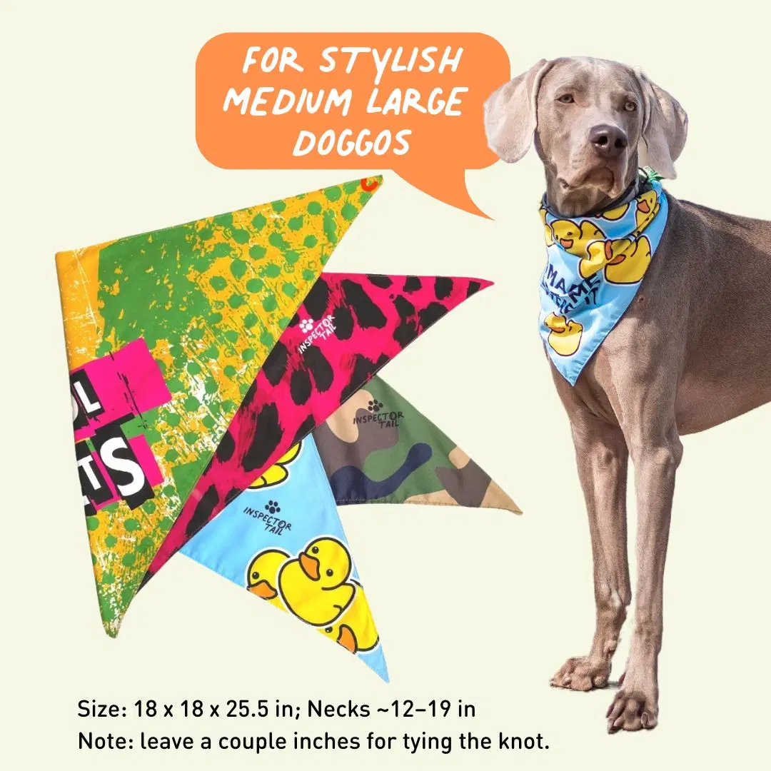 2 Reversible Dog Bandanas | 4 Patterns – Funny & Cool Pet Bandana Set for Dogs | For M/L Dogs