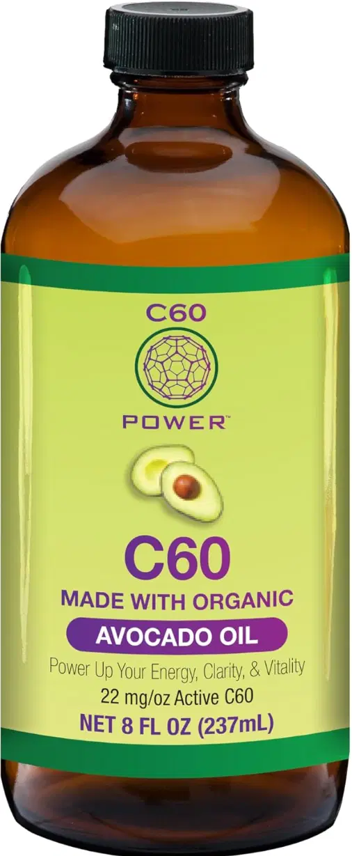 C60 Power - AVO 8-oz.- Organic Avocado Oil, 8 Fl Oz, 99.99% Pure Carbon Fullerenes, Lift Oxidative Burden, Optimize Mitochondrial Function