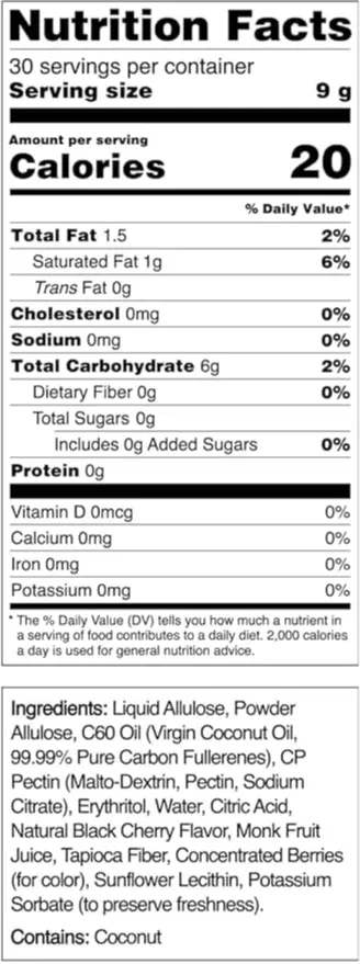 C60 Power Gummies, 1 Box Sugar Free Tart Cherry - 99.99% Pure, Sublimated C60Carbon Fullerenes and Organic Coconut Oil, Made in The USA, Supports Energy & Mental Clarity (30 Count)
