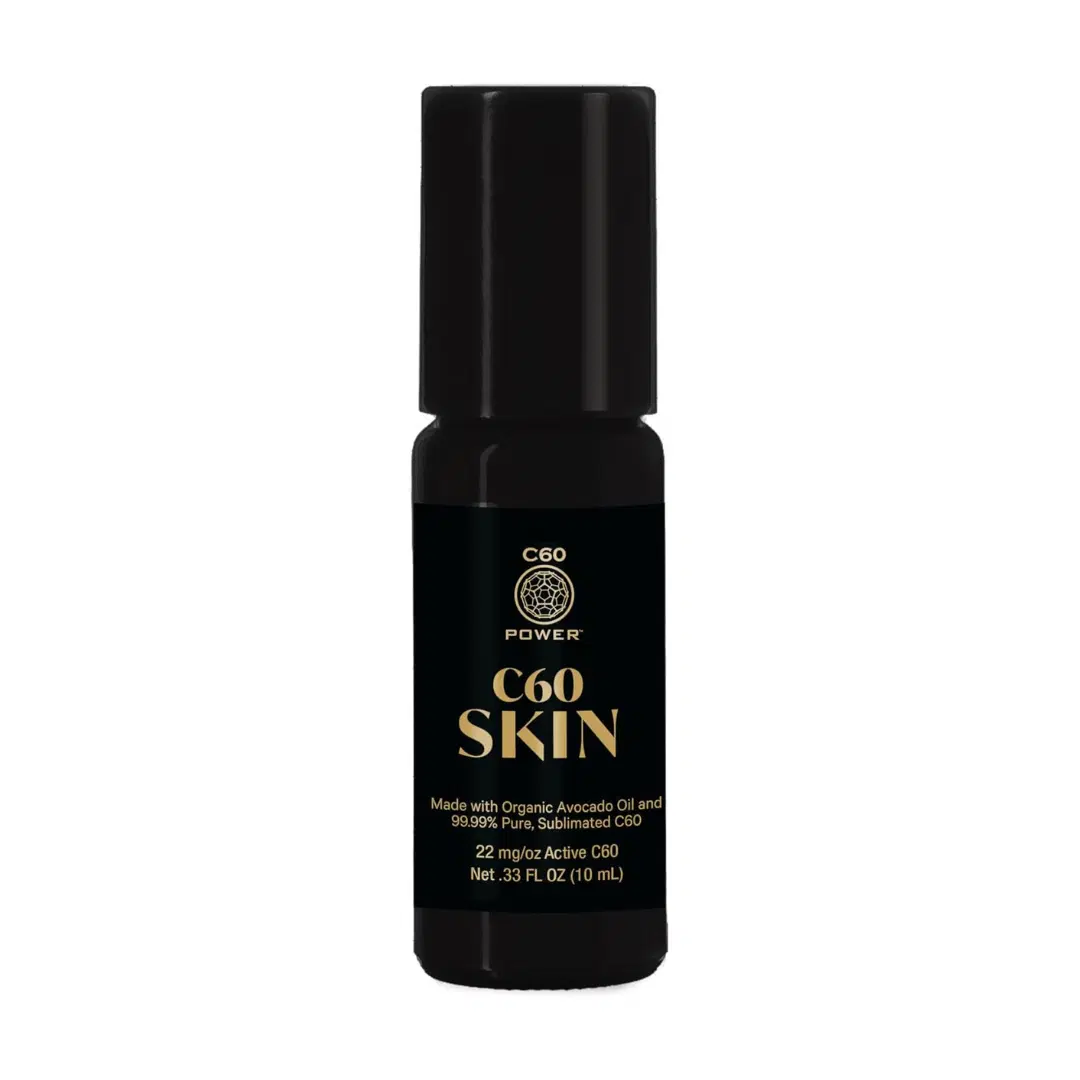 C60 Power - Skin Roll On - Roller for Face, Hands & Body, Made with Organic Avocado Oil & 99.99% Pure Sublimated Carbon 60, Age Defying Skin Care, Natural Support for Wrinkles & Dry Patches - 0.33 fl oz C60 Skin 0.33 Fl Oz (Pack of 1)