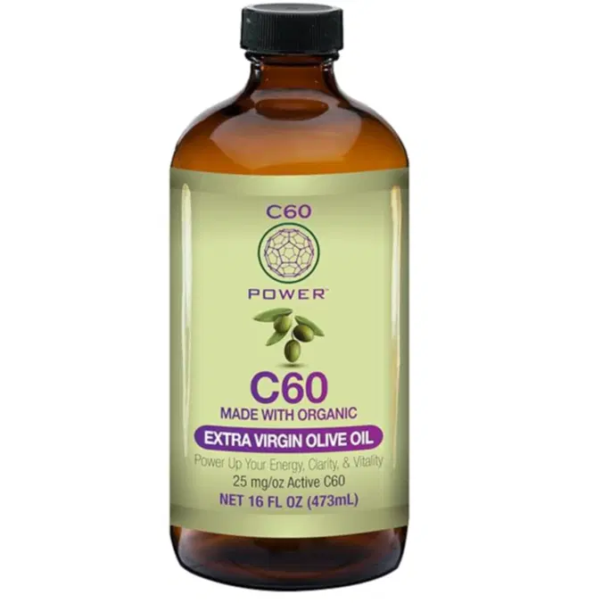C60 Power - C60 in Organic Extra Virgin Olive Oil - Natural Wellness Support for Men & Women, 99.99% Pure Carbon Fullerenes, Promotes Energy, Mental Clarity, & Stamina - 16 fl oz Bottle