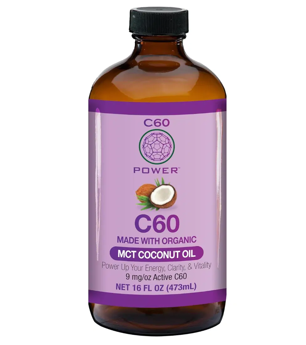 C60 Purple Power Organic MCT Coconut Oil, Organic Cold-Pressed Coconut Oil, 99.99% Pure C60 Carbon Fullerenes (16 oz)